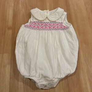 Mini Boden White Smocked Bubble